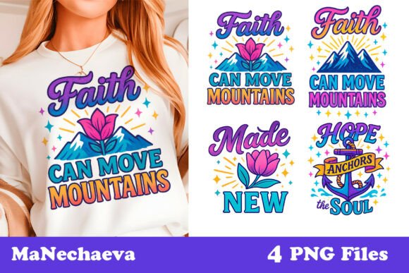 Christian Iridescent Phrase Clipart for Faith Projects