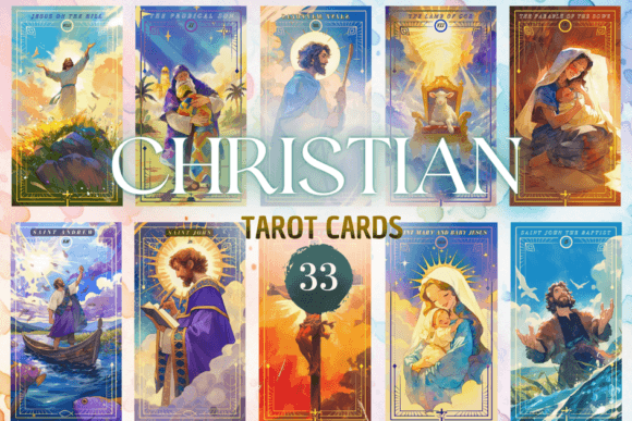 Christian Tarot Cards: 33 PNG Design Assets