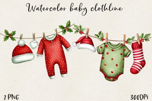 Creative Ideas and Uses for Watercolor Christmas Baby Clothesline Art