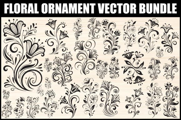 Elevate Designs with a Floral Ornament Vector Bundle