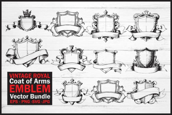 Elevate Your Brand with the Royal Coat of Arms Emblem Vector Bundle
