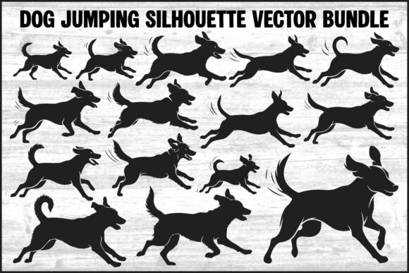 Elevate Your Designs with a Dynamic Dog Jumping Silhouette Vector Bundle