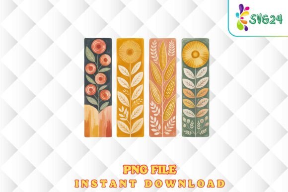 Elevate Your Designs with a Mid Century Floral Border PNG Set