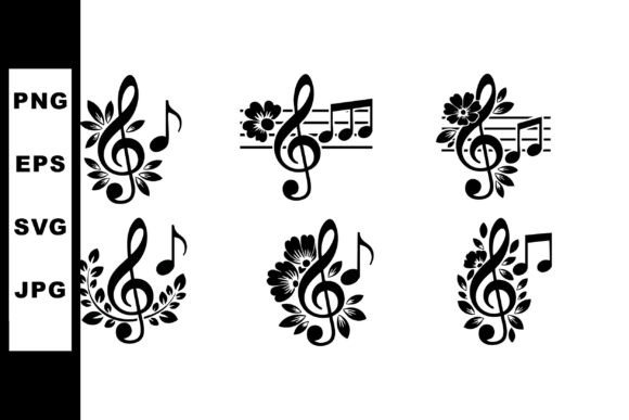Elevate Your Designs with Musical Treble Clef Floral Icons