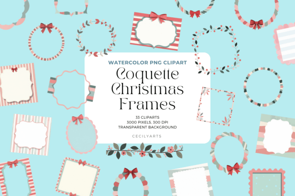 Elevating Holiday Design with Coquette Christmas Frames PNG Cliparts