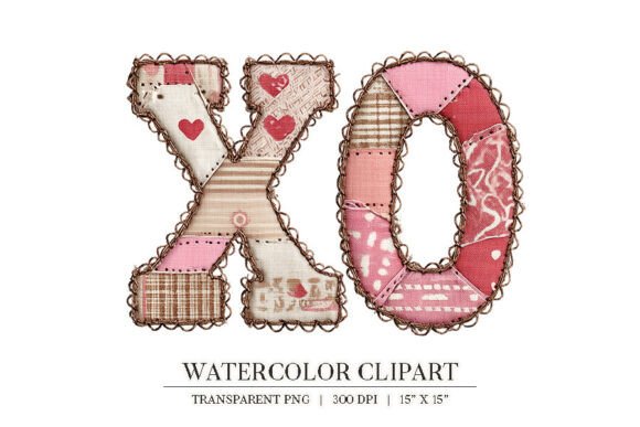 Embracing Rustic Romance: The Art of XO Patchwork Valentine Watercolor Designs