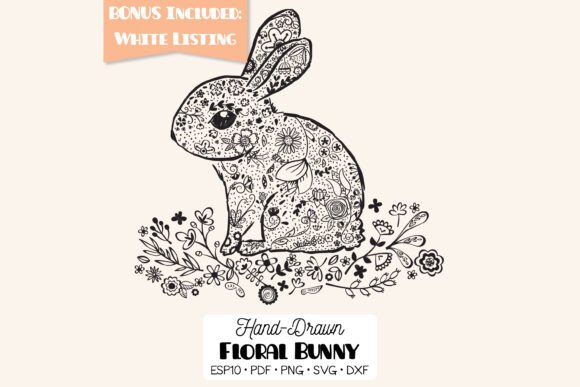 Embracing the Artistry of a Floral Bunny with Wreath Hand Drawn Design