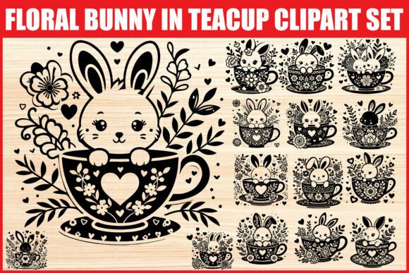 Evaluating the Cute Bunny in Teacup Clipart Set for Digital Design Projects