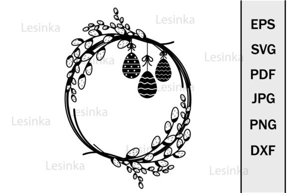 Festive Easter Egg Garland Frame SVG for Spring Designs