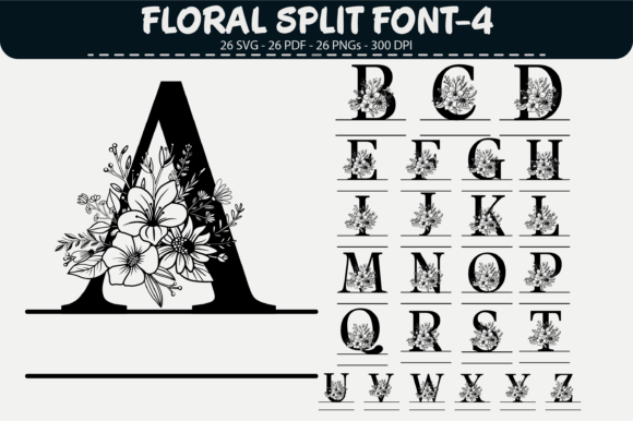 Floral Split Letters: 26 Elegant Designs