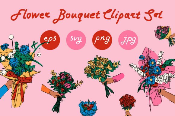 Flower Bouquet Clipart Set for Creative Designs