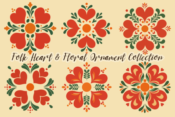 Folk Heart Floral Ornament Collection: 20 Traditional Motifs