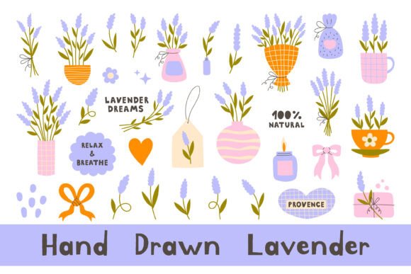 Hand Drawn Lavender PNG Clipart for Calm Designs