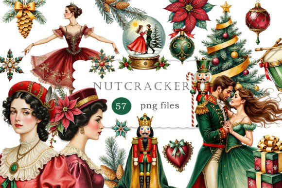 Nutcracker Christmas Watercolor Clipart for Magical Designs