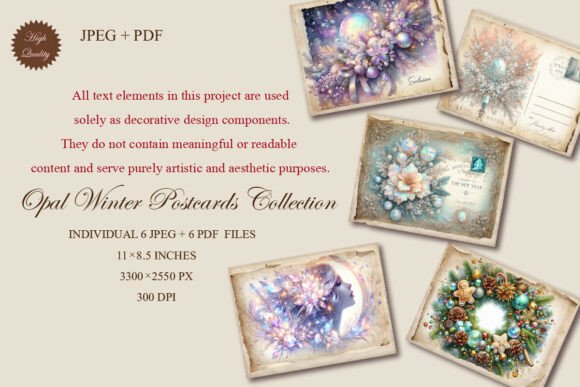 Opal Winter Postcards: Luxe Digital Art