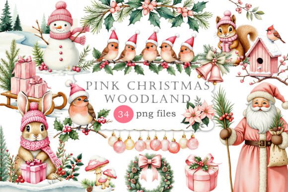 Strategic Design Decisions: Leveraging Watercolor Pink Christmas Woodland PNG for Brand Differentiation
