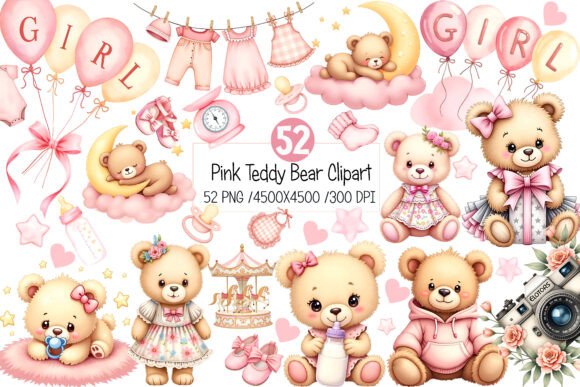 Teddy Bear Baby Shower Clipart for Sweet Designs