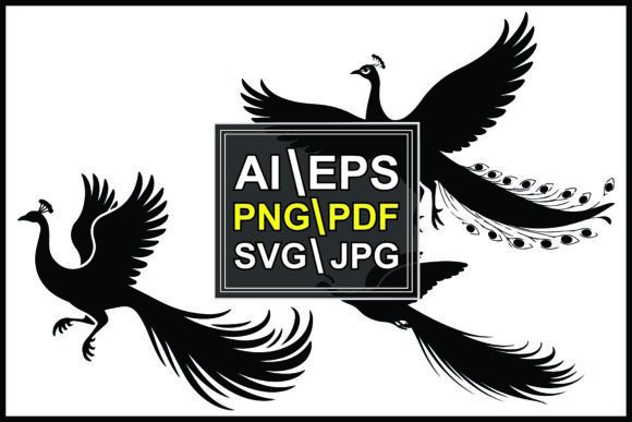 The Artistic Allure of Black Peacocks Flying with Detailed Feathers