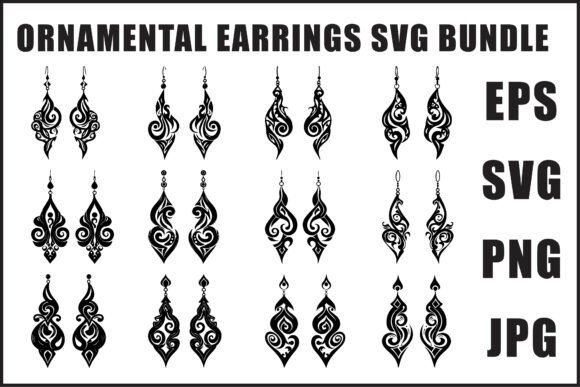 Unlocking Creativity with the Black Ornamental Earrings Vector Set
