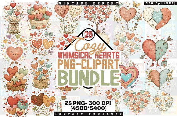 Unlocking Creativity with the Cozy Whimsical Hearts PNG Clipart Bundle