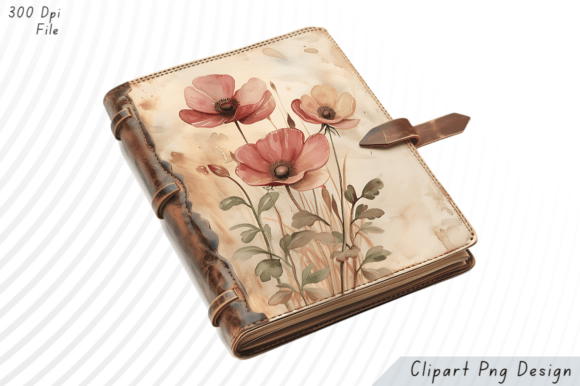 Vintage Floral Journal PNG Clipart for Creators
